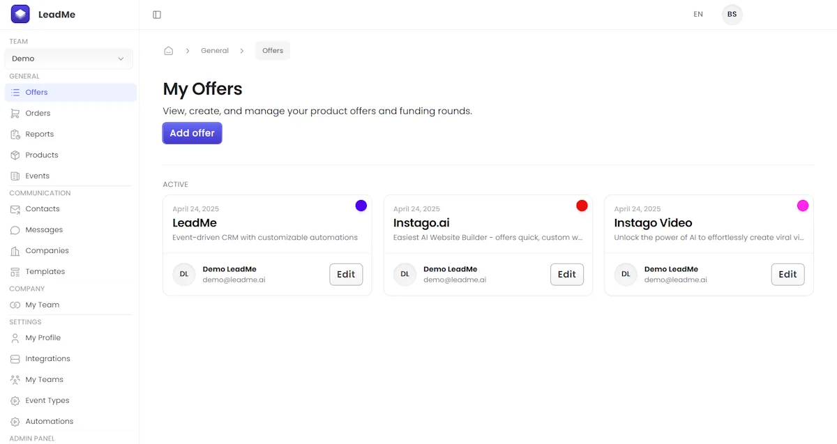 LeadMe CRM Preview